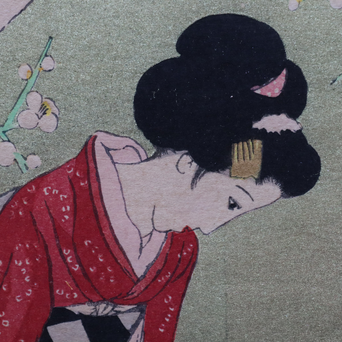 宙】真作保証 竹久夢二「こたつ」木版画 額装 大正ロマン 美人画巨匠