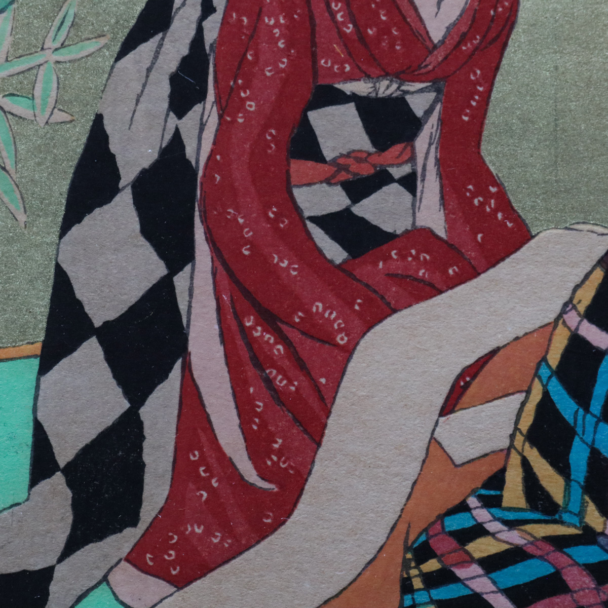 宙】真作保証 竹久夢二「こたつ」木版画 額装 大正ロマン 美人画巨匠