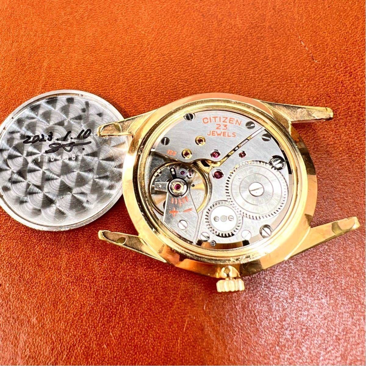 CITIZEN SUPER ACE 23石 SS クロコ本革手縫いベルト Dバックル付