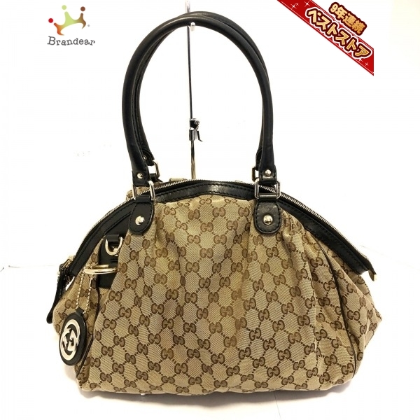 グッチ GUCCI ショルダーバッグ 223974 スーキー ジャガード×レザー ベージュ×ダークブラウン×黒 バッグ