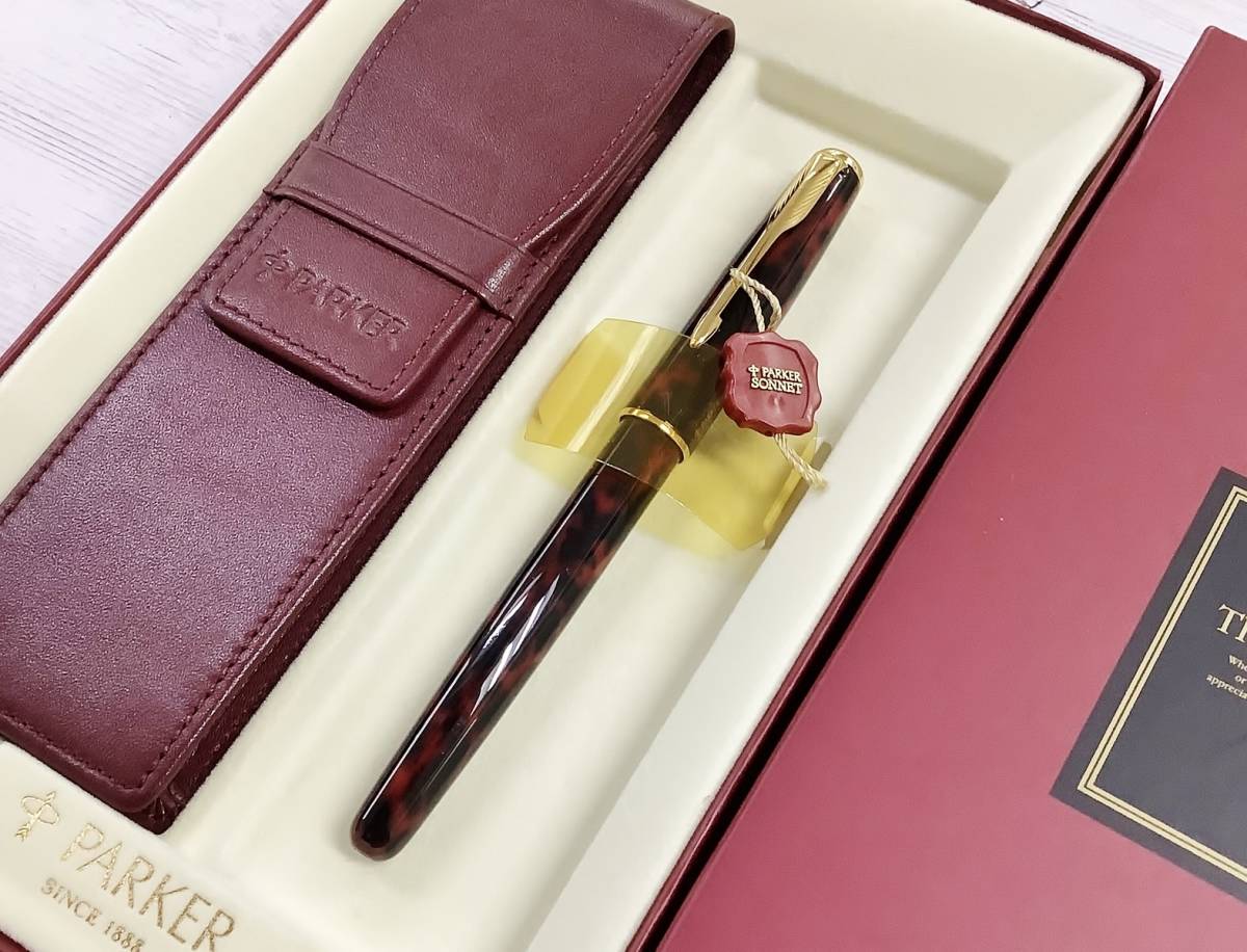 未使用】 パーカー 万年筆 旧ソネット レッドマーブル色 PARKER ペン先