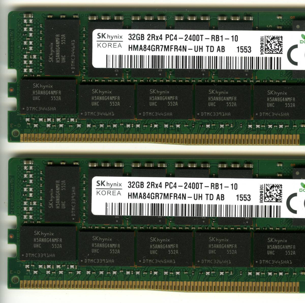 SKhynix、DDR4-2400、ECC Registered、32GB×2枚セットで64GB、中古 reg 