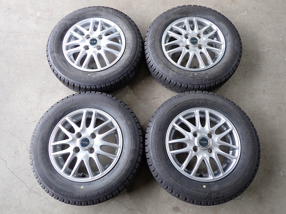 QR3543【送料無料145/80R13】モコ MRワゴン タント N-シリーズ等 中古スタッドレスSET ■13×4J 100/4H ET45■1円スタート