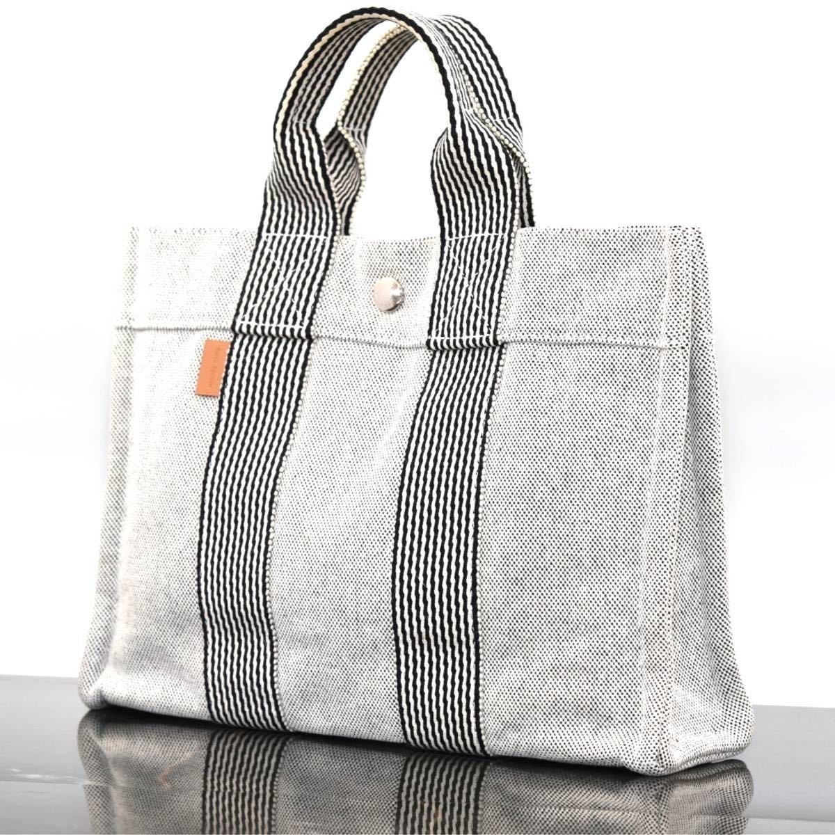 1円 美品 HERMES エルメス ニューフールトゥ PM キャンバス トート