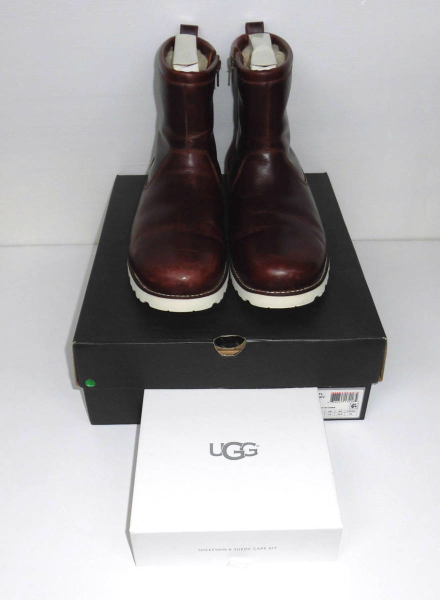 ◆UGG アグ M HENDREN TL ヘンドレン コードバン 本革レザー 内ムートン サイドジップ ワークブーツ 29cm ブラウン メンズ 1009224