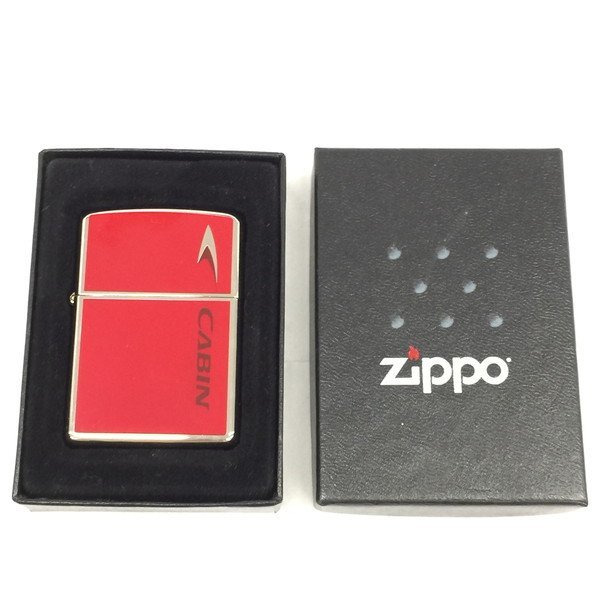 BAAT2027】ZIPPO CABIN ジッポー ライター 箱有り 赤 レッド CABIN
