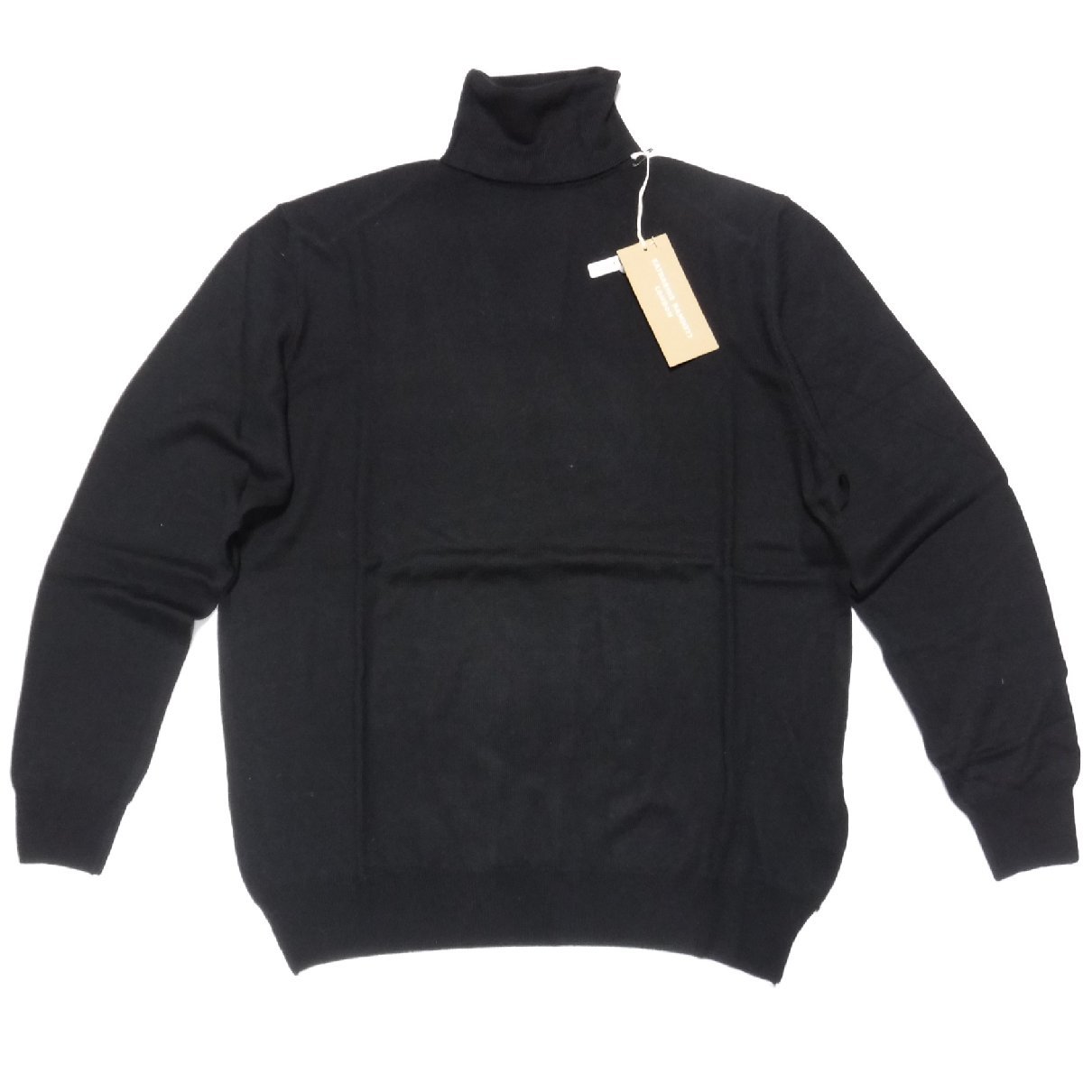 TT456 キャサリンハムネット 定価2.3万 伊製 黒 上質メリノウール100% タートルニット M ブラック イタリア製 ハイゲージ