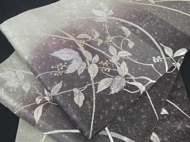 花美人□六通柄袋帯 葡萄枝葉文 金銀糸 逸品 az0358 逸品 唐織
