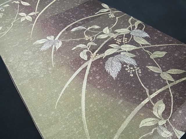 花美人□六通柄袋帯 葡萄枝葉文 金銀糸 逸品 az0358 逸品 唐織
