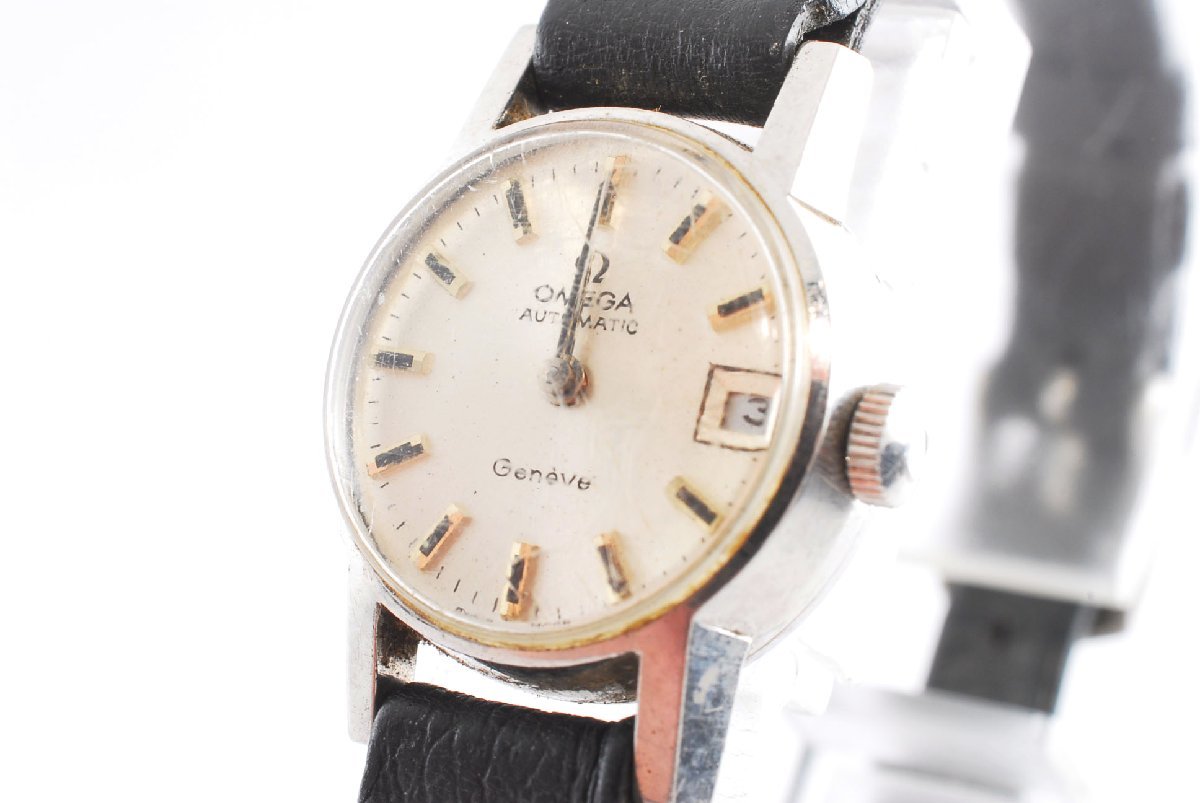 1円スタート】OMEGA オメガ ジュネーブ ラウンド デイト SS シルバー系