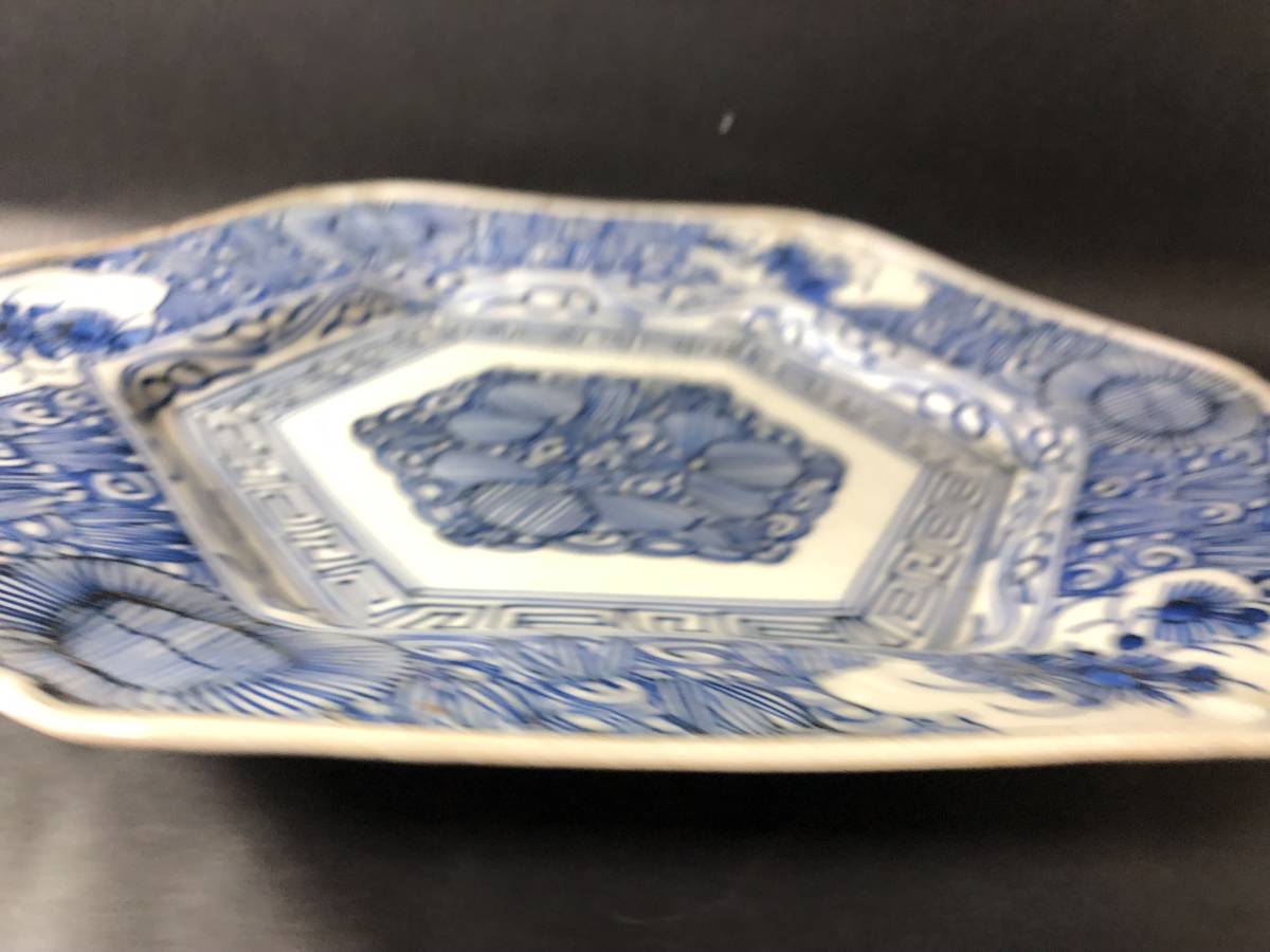 美術品・アンティーク・コレクション 骨董 染付 六角皿