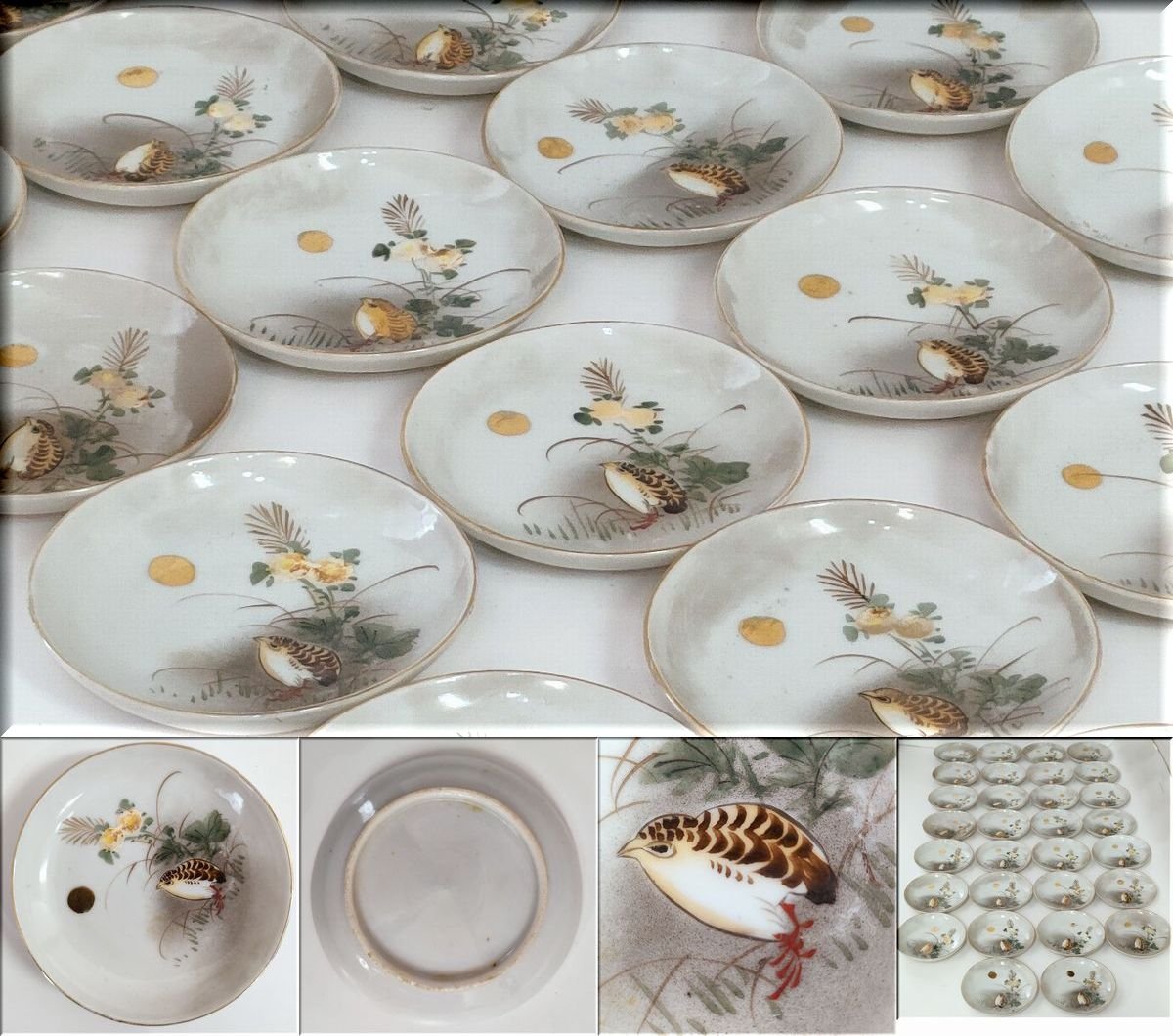 千e407】三田青磁 豆皿 5枚 鮑形 江戸時代 約7.5x7cm 小皿 鮑 貝