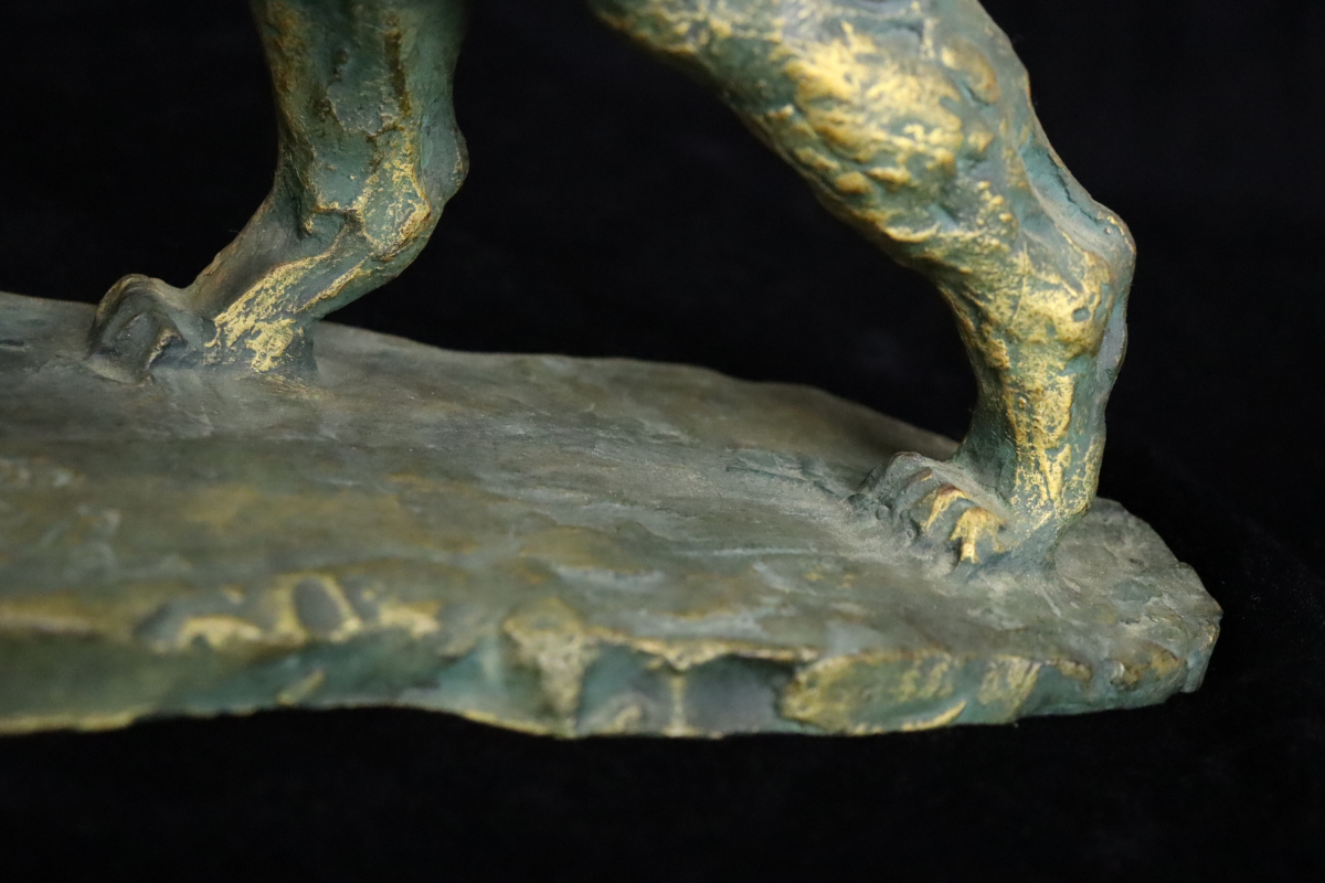 刻印あり】【約4.9kg】北村西望作 獅子 共箱付き ブロンズ像 工芸品 