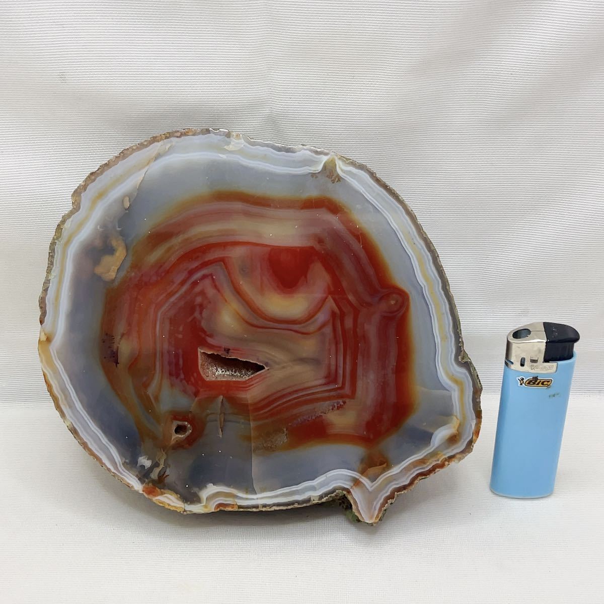 レッド系 瑪瑙 メノウ アゲート 天然石 鑑賞石 鉱物 パワーストーン 約1785g 14cm×17cm×厚さ6.5cm B1127_1