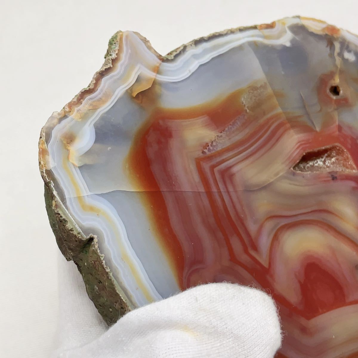 レッド系 瑪瑙 メノウ アゲート 天然石 鑑賞石 鉱物 パワーストーン 約1785g 14cm×17cm×厚さ6.5cm B1127_4