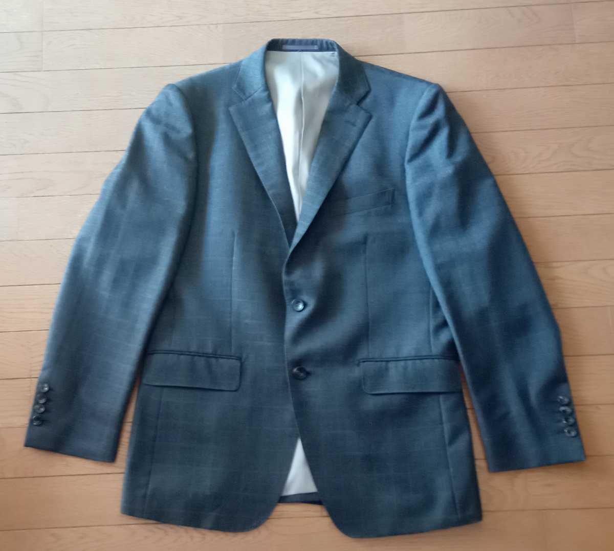 良品　P.S.FA　スリーピース　3ピース　3P　2つボタン　AB7　ベスト　総裏　グレー　チェック　格子　パーフェクトスーツファクトリー　　