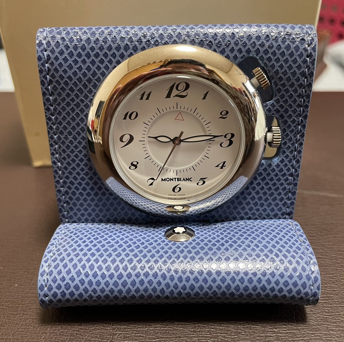 モンブラン Mont-Blanc トラベル レザー 目覚まし時計 置時計 未使用長期保管品 ジャンク品