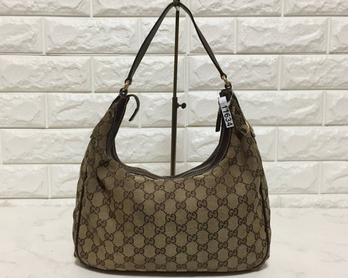 no11634 GUCCI グッチ イタリア製 153010 204046 レザー GGキャンバス