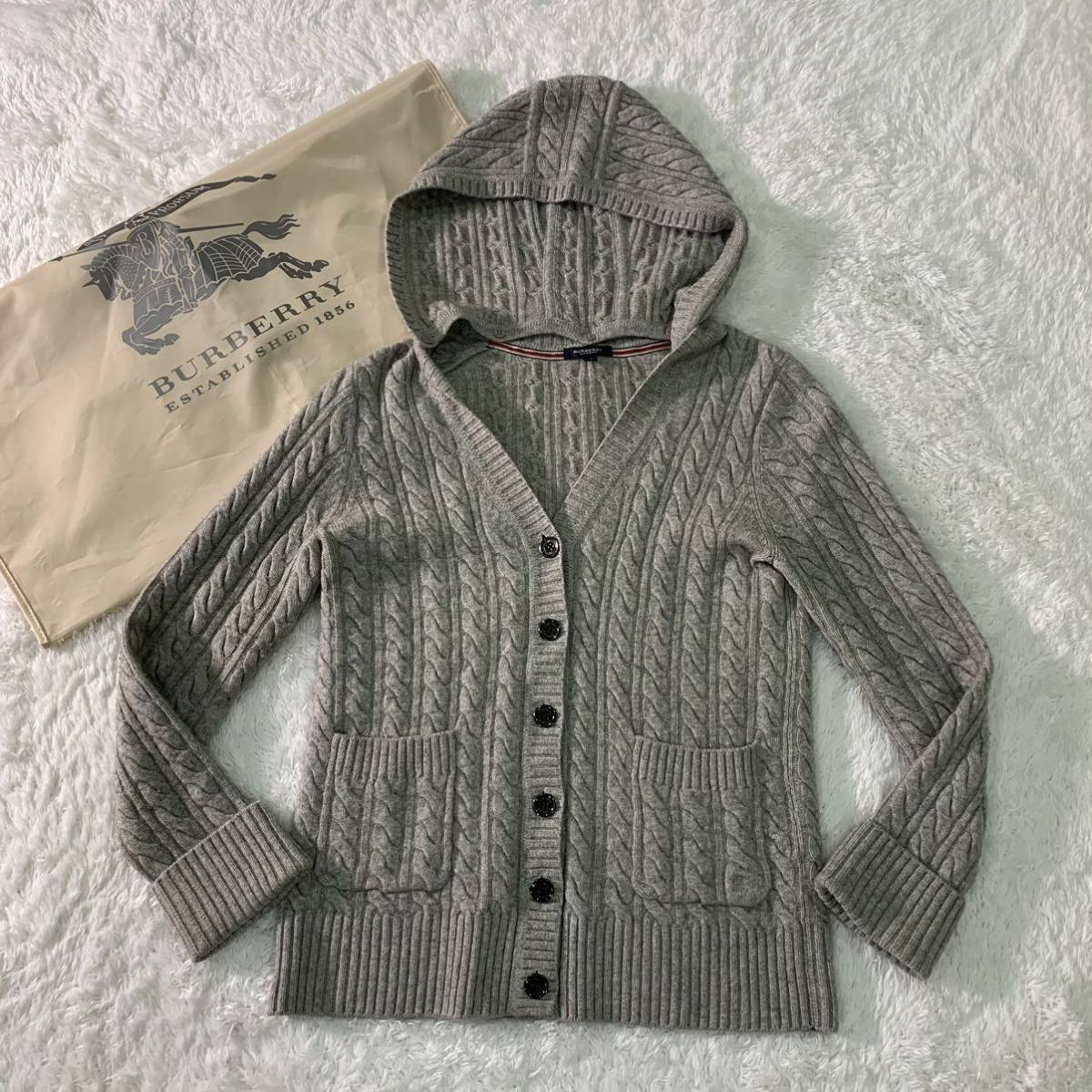 バーバリーロンドン セーター M グレー ケーブル 美品♡バーバリー