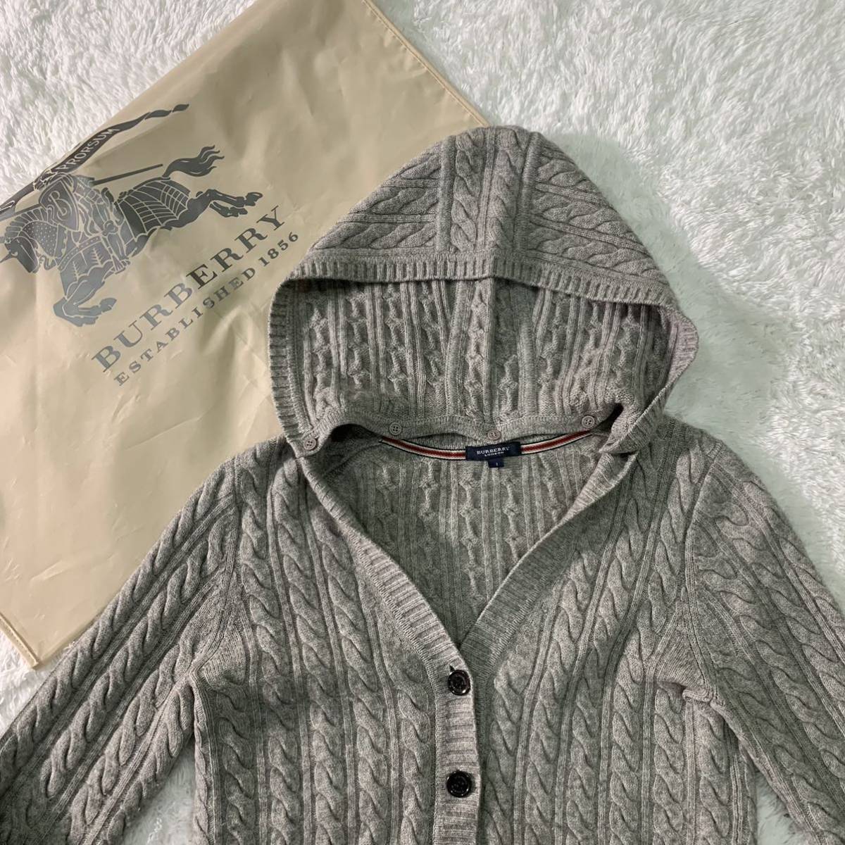 13ほぼ未使用 美品 バーバリーロンドン 高級カシミヤ混 ニット 