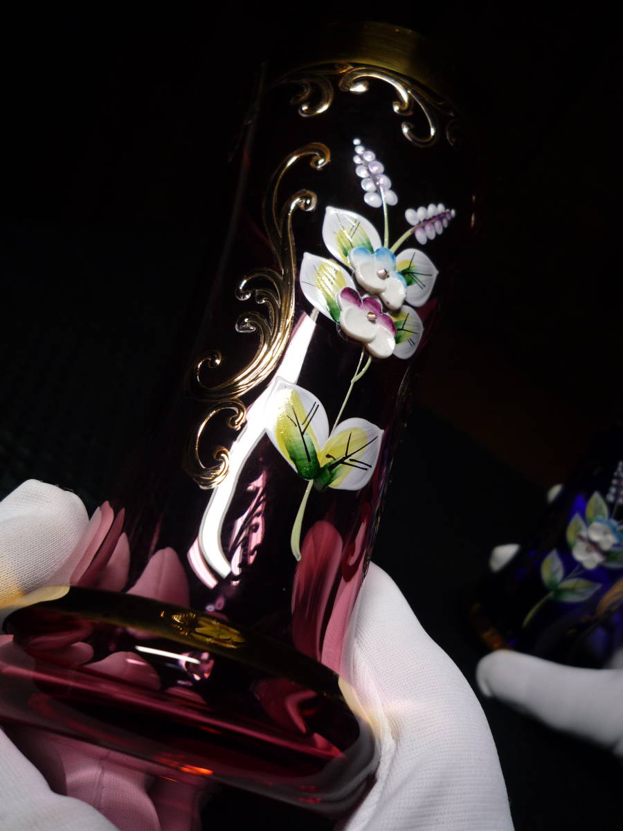 ボヘミアガラス『金色の駿馬』デカンタ＆ロックグラス2客セット 特別