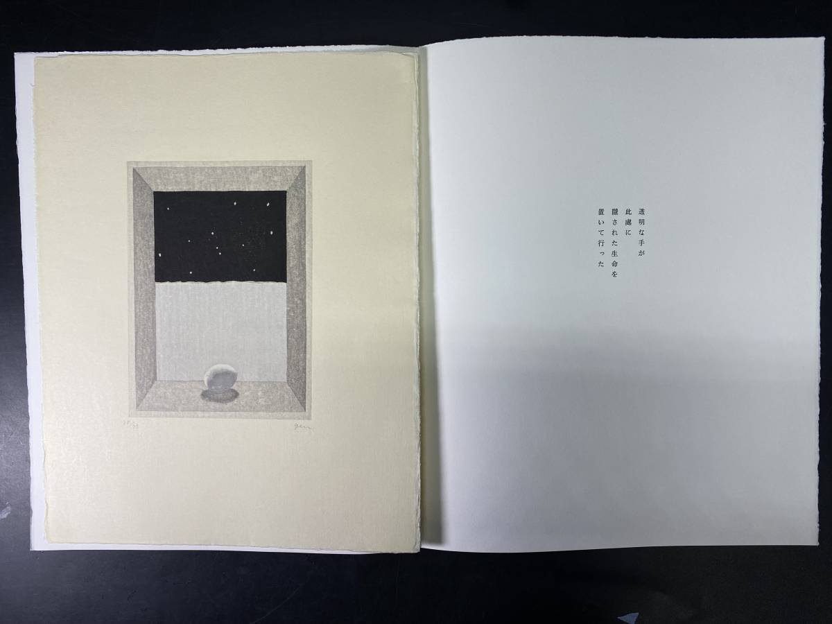 美術品 山中現「水の庭」木版画 直筆サイン 2003年制作 50部限定 真作