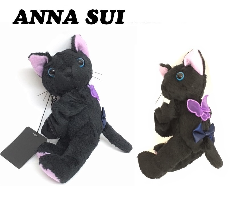 【ANNA SUI】（NO.6773）アナスイ グローブホルダー　手袋ホルダー　黒ネコ　ブラック　ぬいぐるみ　未使用