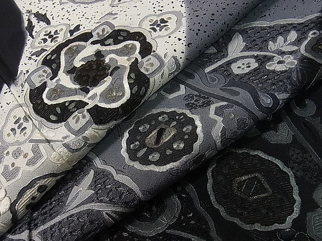 平和屋着物■訪問着　総刺繍　スワトウ刺繍　道長花唐草文　黒地　金糸　逸品　vp4514