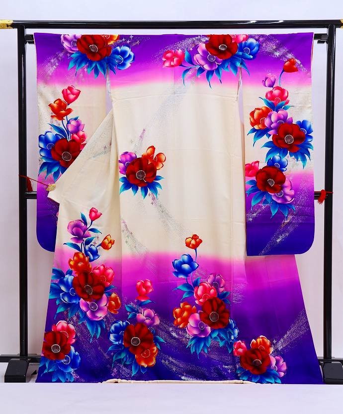 cherry★w5514qo★★ブライダルフェア★婚礼 花嫁用 大振袖 引き振袖★紫系★舞子 前撮り コスプレ【中古品/正絹