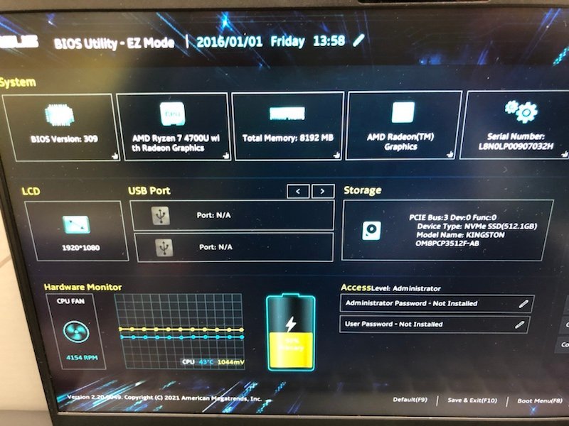 230125SK230512 ASUS Zen Book UM4251 AMD Ryzen7 4700U 8GB SSD 512GB
