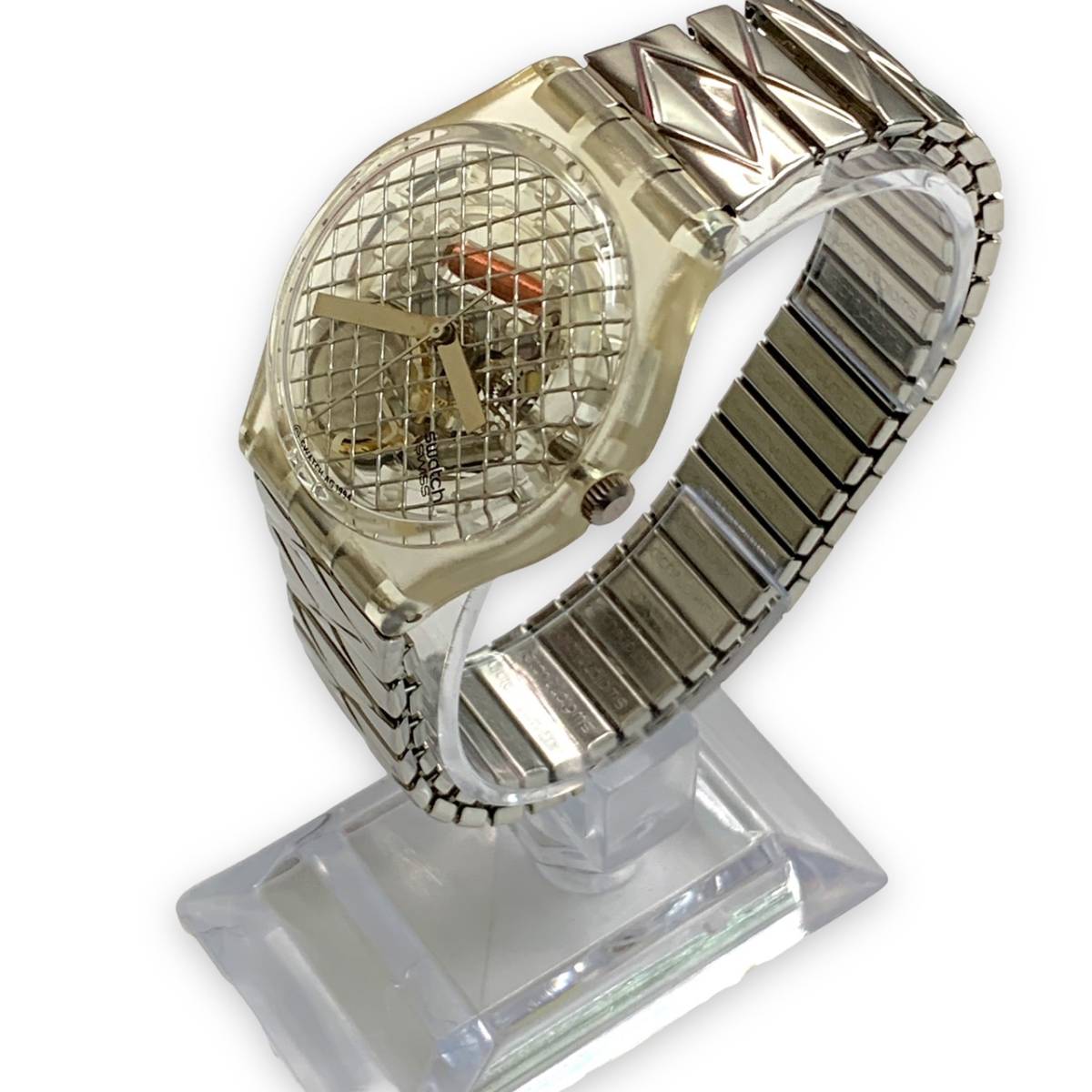 □中古・美品 Swatch スウォッチ Silver Net GK186 ケース付き/電池 