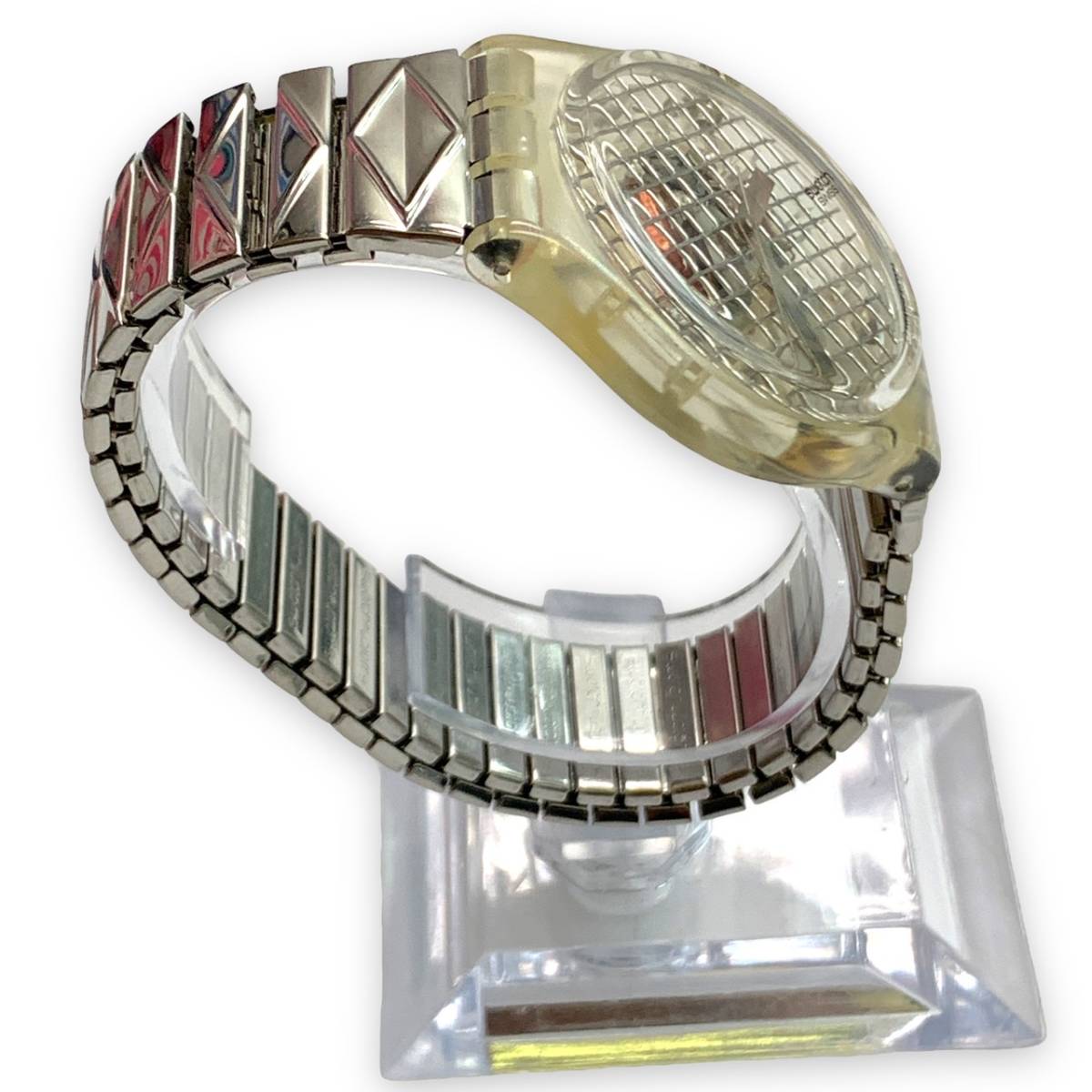 □中古・美品 Swatch スウォッチ Silver Net GK186 ケース付き/電池 