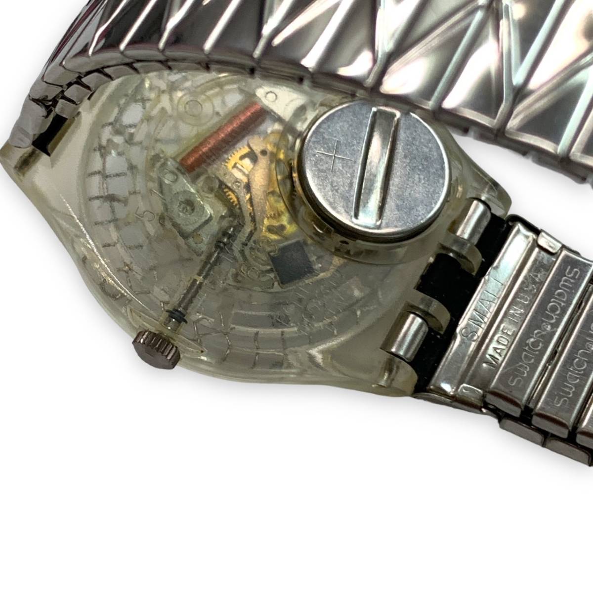 □中古・美品 Swatch スウォッチ Silver Net GK186 ケース付き/電池 