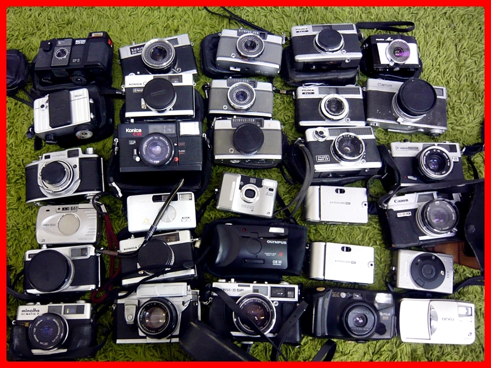 ▼大量まとめ コンパクトカメラ 30台セット OLYMPUS PEN/RICOH AUTO HALF/KONICA C35/minolta HI-MATIC/FUJICA Half/Canonet