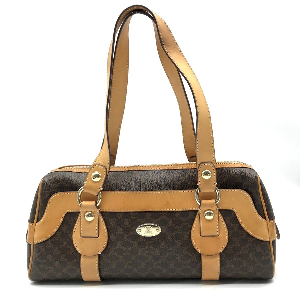 セリーヌ CELINE 1円 マカダム柄 ハンドバッグ PVC×レザー マカダム
