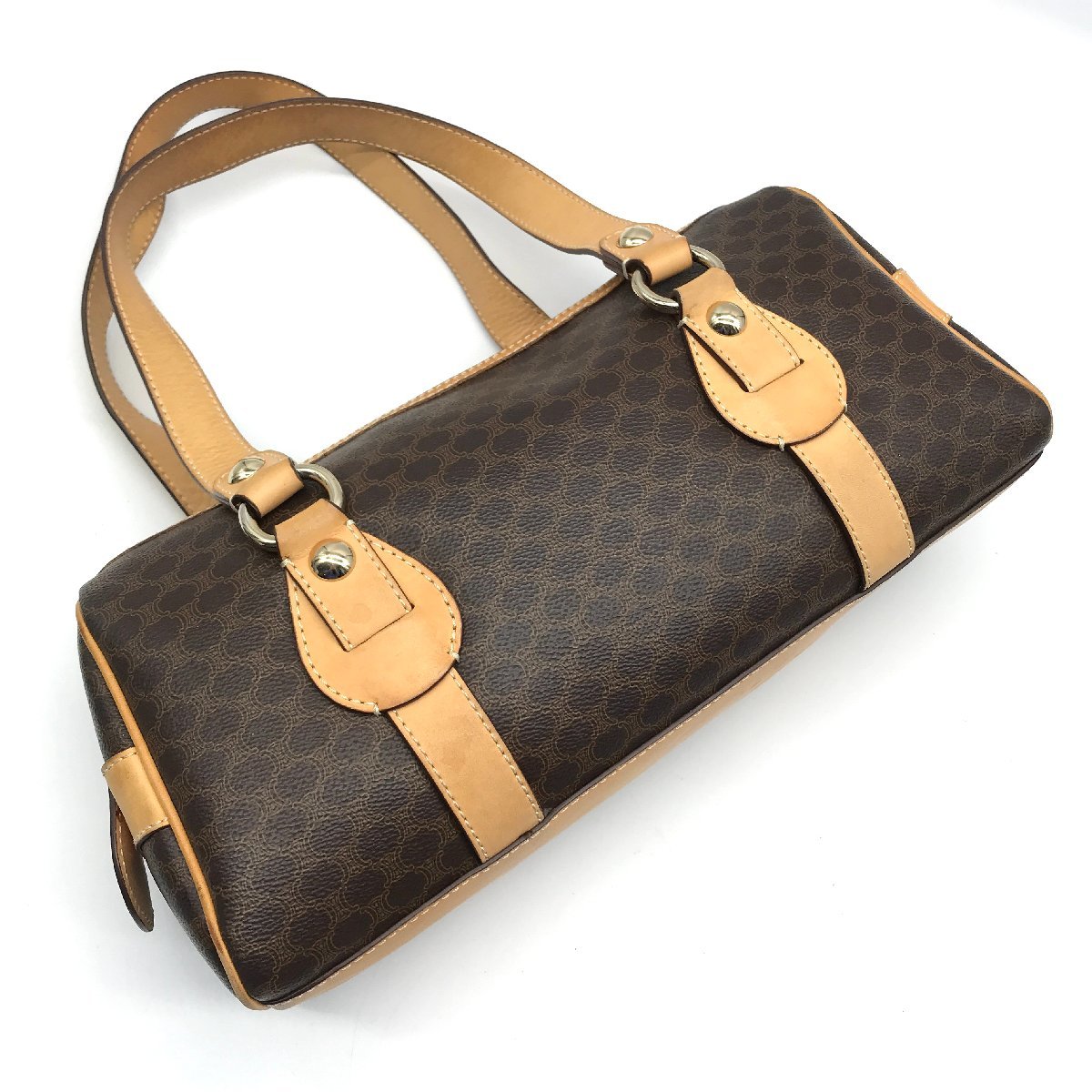 セリーヌ CELINE 1円 マカダム柄 ハンドバッグ PVC×レザー マカダム