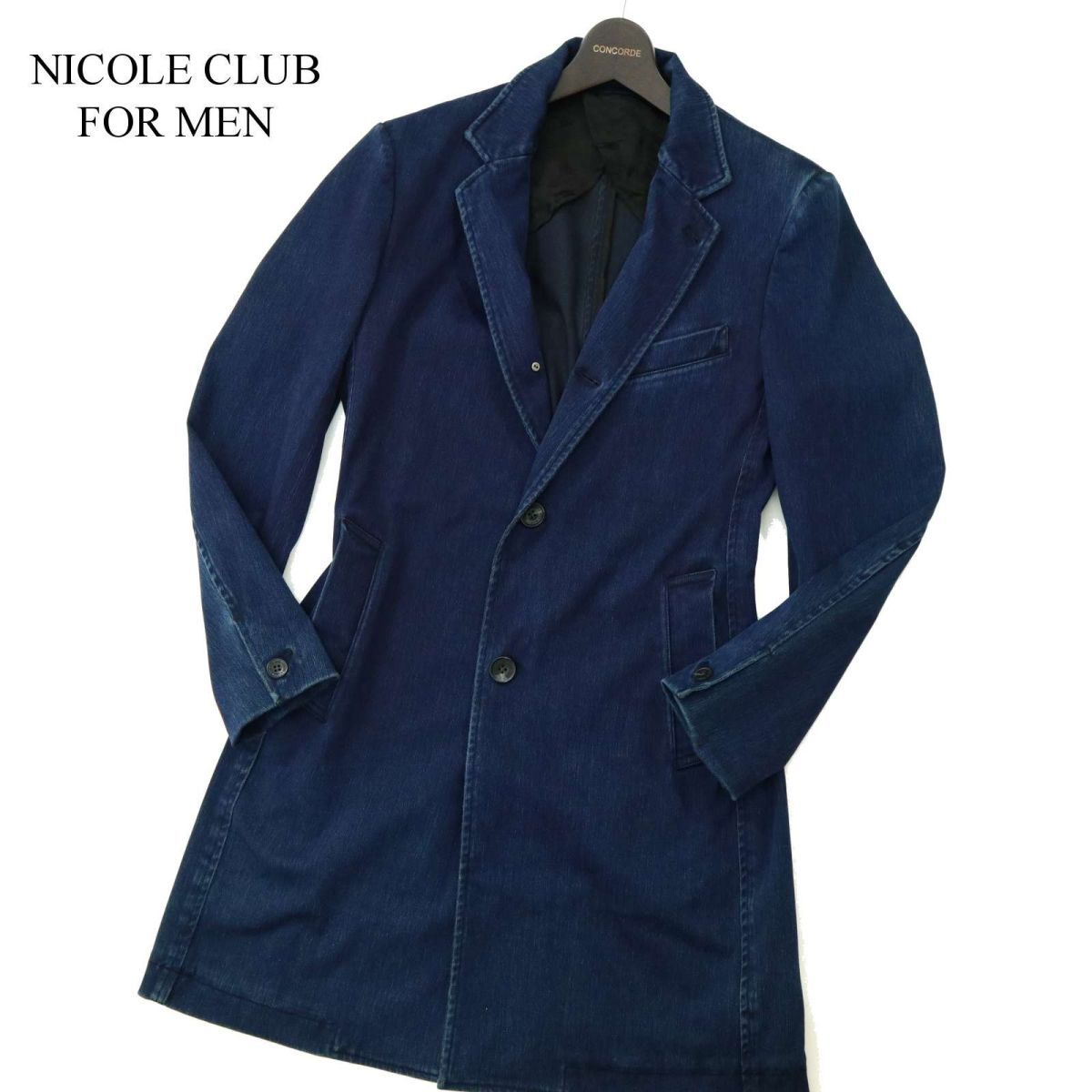 NICOLE CLUB FOR MEN ニコルクラブ フォーメン 通年 カット デニム スリム チェスター コート ショップコート Sz.48　メンズ　A3T00874_2#O