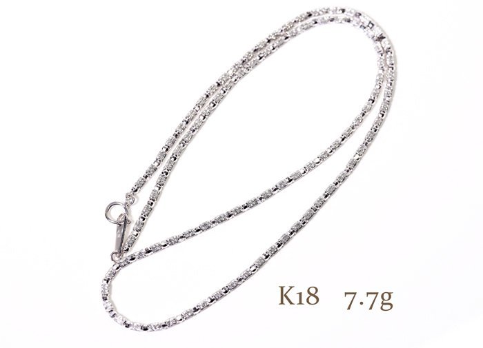 B-36☆地金 K18WG デザインチェーンネックレス 7.7g/40cm