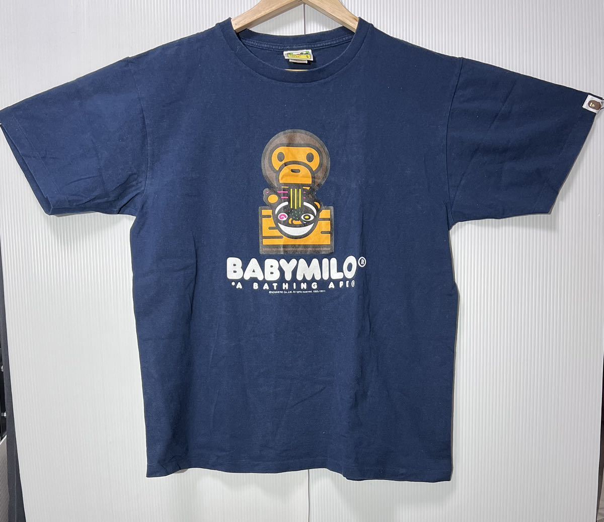 A Bathing Ape 2011 BABY MILO プリントTシャツ ネイビー L ア 