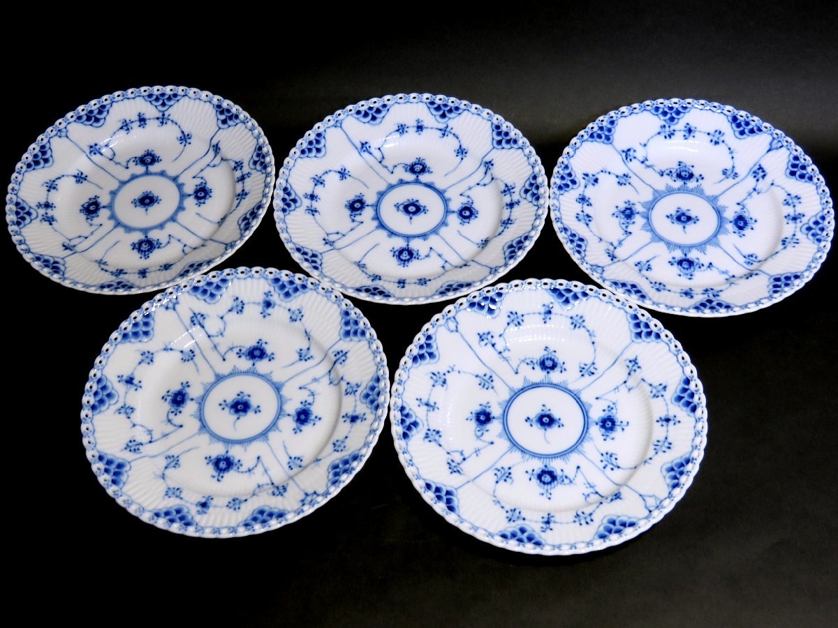 □ロイヤルコペンハーゲン デザートプレート5枚セット ブルー
