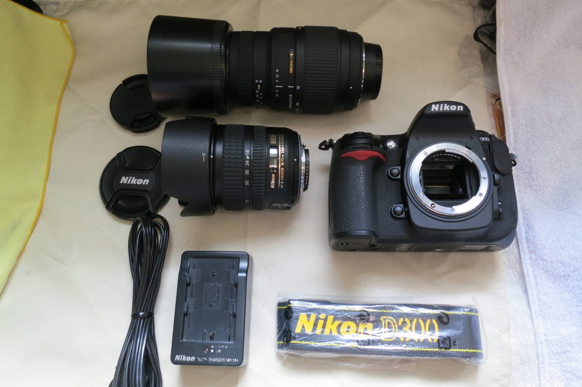 中古良品、NIKON ニコン D300＋AF-s18-70㎜F3.5-4.5G＋シグマDG70-300 