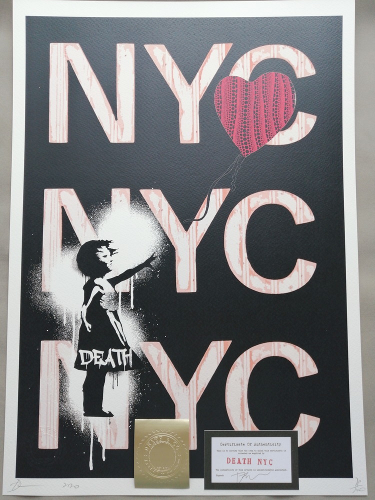 DEATH NYC 限定プリント Banksy「風船と少女」× USドル・ハート 【公式