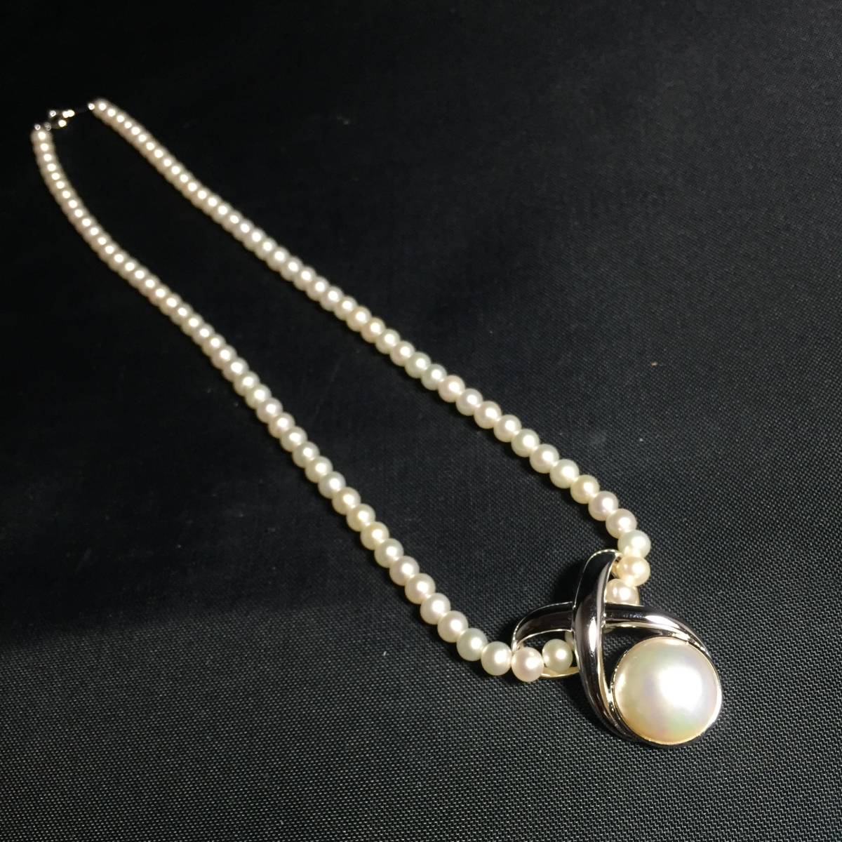 ER-60【 ノンブランド 】 マベパール マベ貝 真珠 SV925 ネックレス