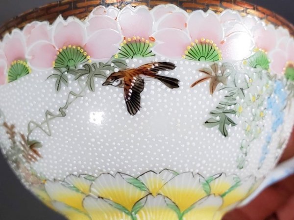 明治 横浜焼 エッグシェル カップ&ソーサー 輸出品 里帰り 高山画