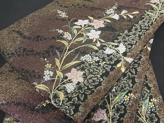 花美人□六通柄袋帯 花菱 銀糸 やまと誂製 逸品 ps3198 【公式通販】