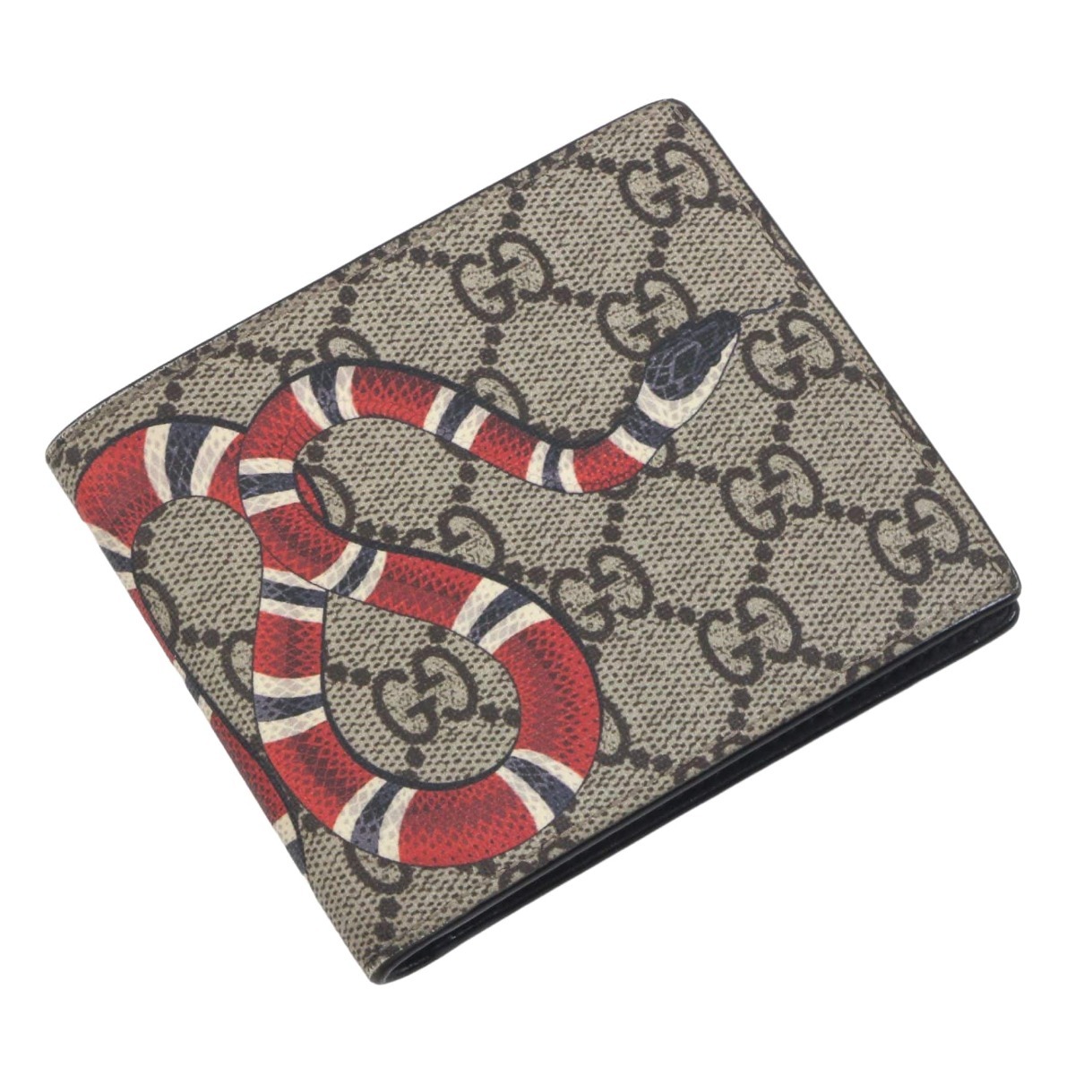 GUCCI GGスプリームスネークプリント GGスプリーム グッチ キングスネーク GUCCI ⁄ プリント 2つ折り財布_GG