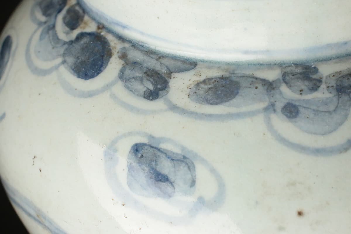 朝鮮美術 李朝 白磁 青花 染付 雲龍図 丸壺 32cm 大壺 古