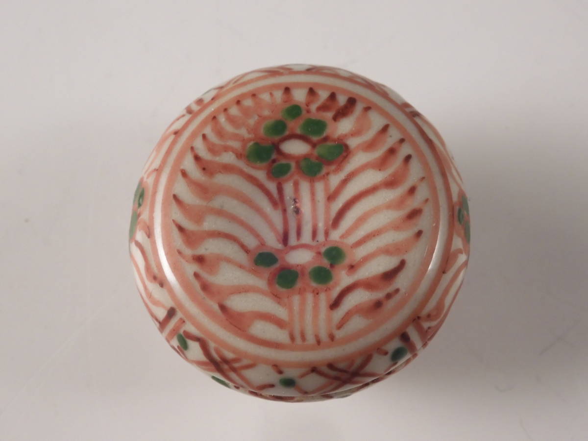 骨董 アンティーク 呉須赤絵 古赤絵 赤絵香合 香合 合子 蓋物 発掘品