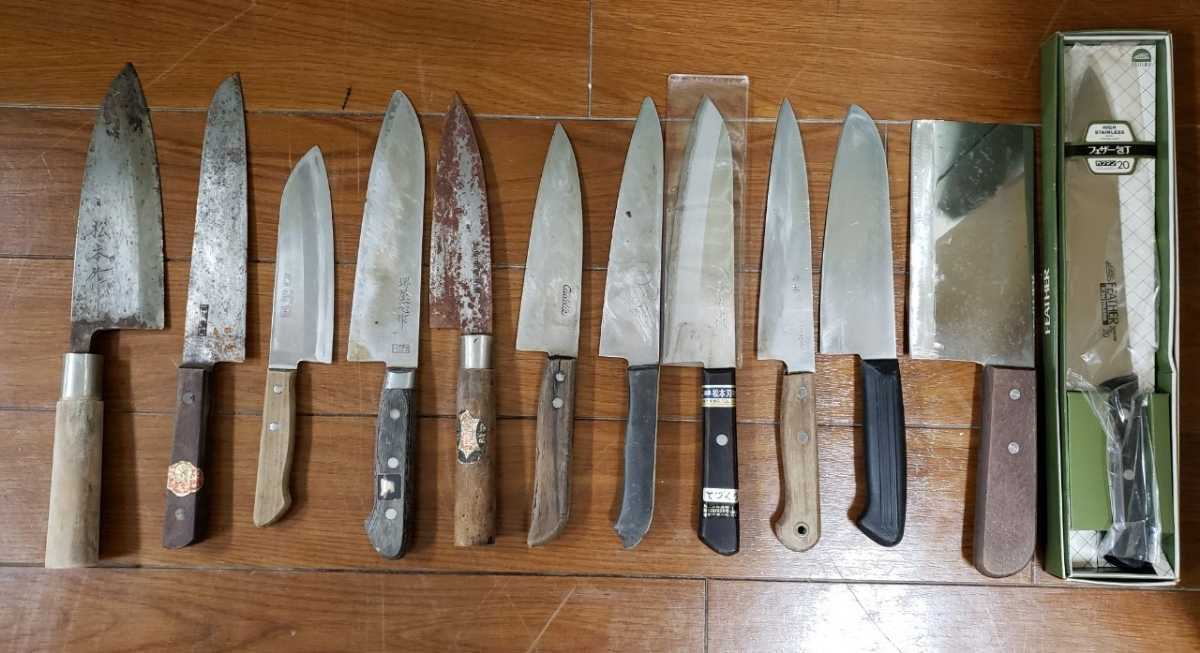 ◯包丁 色々 12本 松本作/則国/文明銀丁/堺屋一心/上佐太郎 他（NK2-57）
