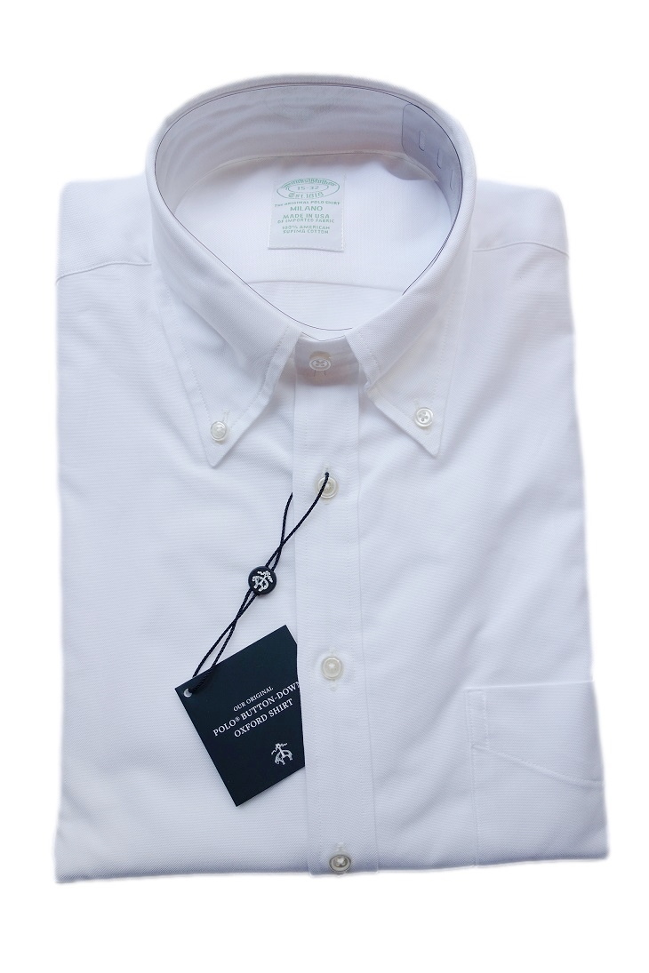 BROOKS BROTHERS ブルックスブラザーズ 白オックスフォード ボタンダウン シャツ 15-32 - Milano Fit